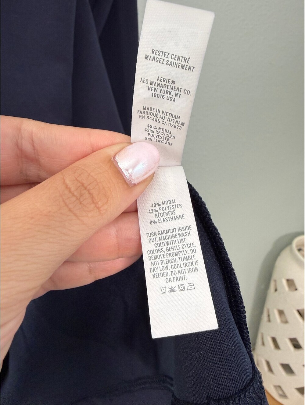 aerie Navy Blue V‑Neck Mini Dress with White Trim like new - medium - Picture 6 of 7